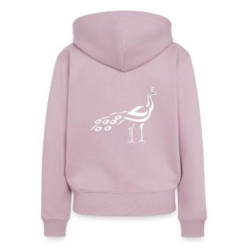 PFAU - Frauen Premium Bio Zip Hoodie - Altrosa - Hinten - Julia (174cm)