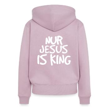 nur Jesus is king - Frauen Premium Bio Zip Hoodie - Altrosa - Hinten - Julia (174cm)