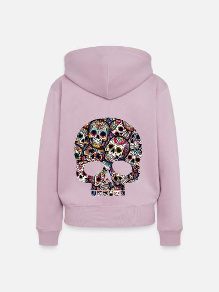Buntes dekoratives Skullmuster - Frauen Premium Bio Zip Hoodie - Altrosa