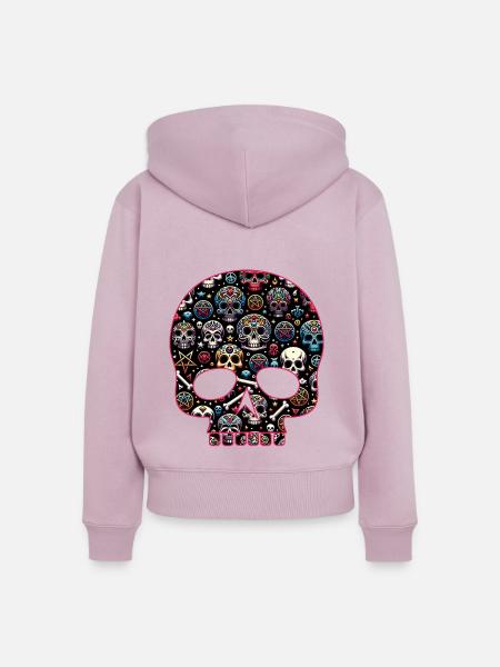 Buntes dekoratives Skullmuster - Frauen Premium Bio Zip Hoodie - Altrosa