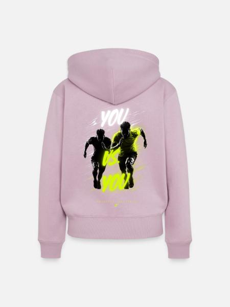 NeonSprint Duo – Sprinterkunst - Frauen Premium Bio Zip Hoodie - Altrosa