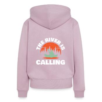 The river calls paddles in the open rudder - Women's Premium Organic Zip Hoodie - dusky pink - Back - Julia (174cm)