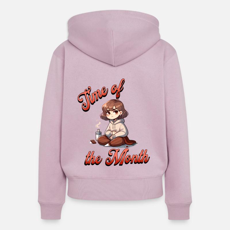 Période du mois Période Cosy - Sweat à capuche zippé Premium bio Femme - rose poudré