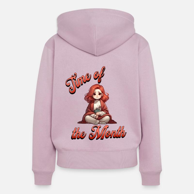 Menstruation : moment du mois Expression - Sweat à capuche zippé Premium bio Femme - rose poudré