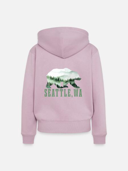 Seattle Washington Souvenir Geschenk - Frauen Premium Bio Zip Hoodie - Altrosa