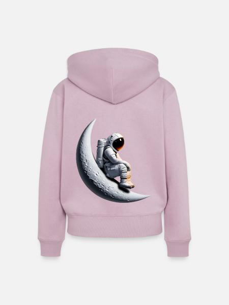 Astronaut im Halbmond - Frauen Premium Bio Zip Hoodie - Altrosa