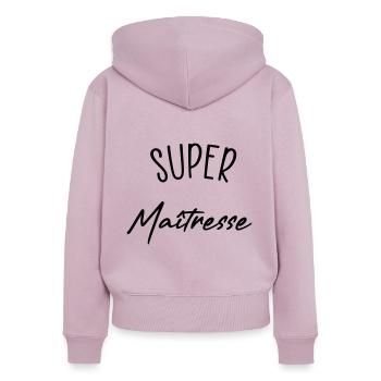 super maitresse - Sweat à capuche zippé Premium bio Femme - rose poudré - Dos - Julia (174cm)