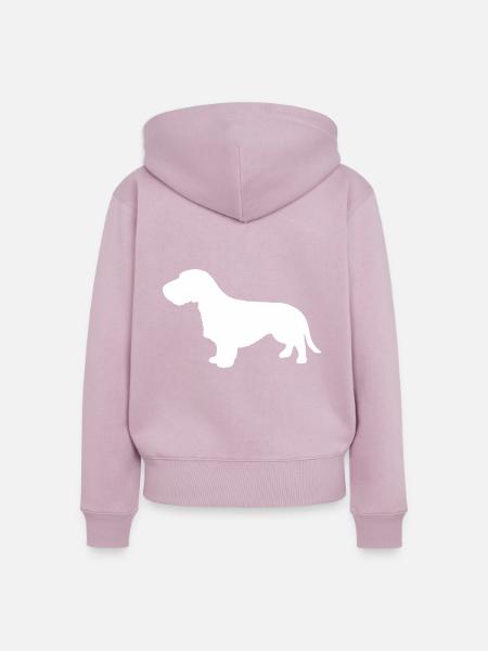 Rauhaardackel Silhouette - Frauen Premium Bio Zip Hoodie - Altrosa