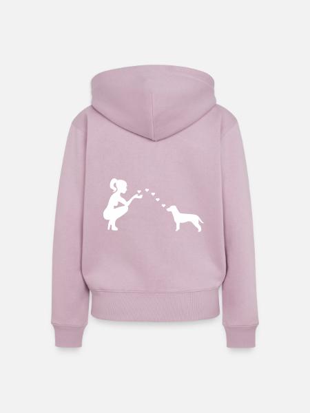 Jack Russell Terrier mit Frau - Frauen Premium Bio Zip Hoodie - Altrosa