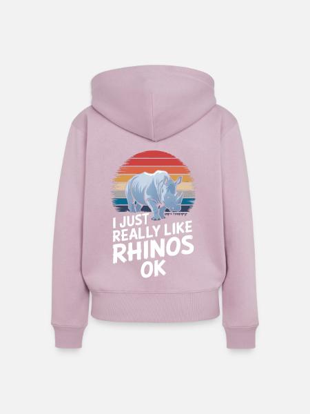 Nashorn Rhinozeros - Frauen Premium Bio Zip Hoodie - Altrosa