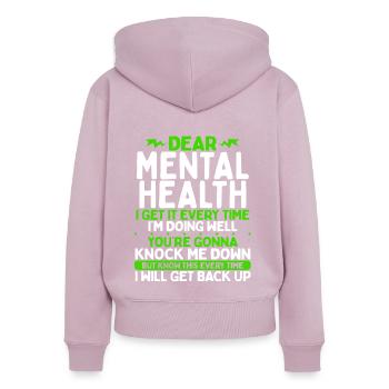 Mental Health Awareness Month Mental Health - Frauen Premium Bio Zip Hoodie - Altrosa - Hinten - Julia (174cm)
