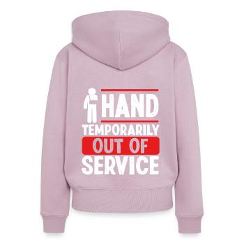 Broken Hand Funny Broken Hand Survivor Warrior - Women's Premium Organic Zip Hoodie - dusky pink - Back - Julia (174cm)