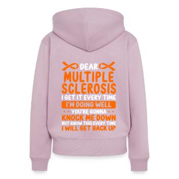 Multiple Sclerosis Awareness Month MS Ribbon - Frauen Premium Bio Zip Hoodie - Altrosa - Hinten - Julia (174cm)