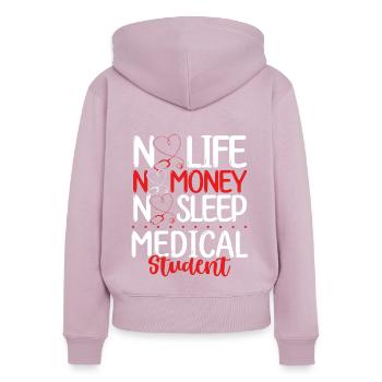 Étudiant survivant à l’obtention du diplôme de l’école de médecine - Sweat à capuche zippé Premium bio Femme - rose poudré - Dos - Julia (174cm)