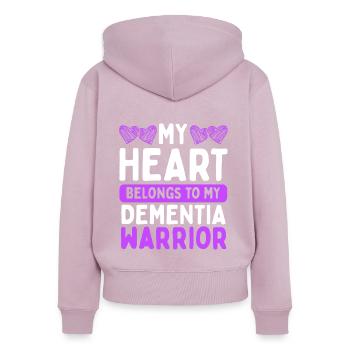 Sensibilisation à la démence Dement Alzheimer’s Warrior - Sweat à capuche zippé Premium bio Femme - rose poudré - Dos - Julia (174cm)