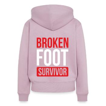 Get well soon Broken Foot Foot Survivor - Frauen Premium Bio Zip Hoodie - Altrosa - Hinten - Julia (174cm)