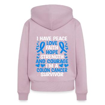 Cancer Survivor Love Colon Cancer Awareness - Frauen Premium Bio Zip Hoodie - Altrosa - Hinten - Julia (174cm)