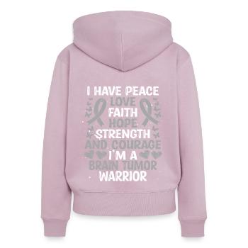 Ruban de sensibilisation au glioblastome du guerrier de tumeur cérébrale - Sweat à capuche zippé Premium bio Femme - rose poudré - Dos - Julia (174cm)