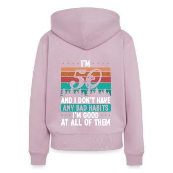 50th Birthday Idea Bad Habits Vintage 50 Year Old - Frauen Premium Bio Zip Hoodie - Altrosa - Hinten - Julia (174cm)