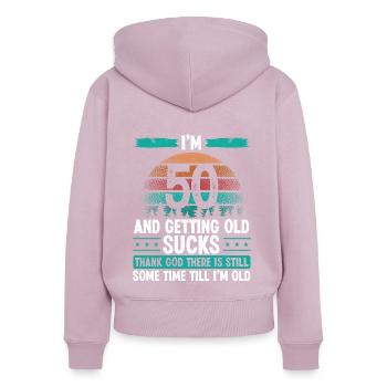 50 Year Old Humor Vintage Funny 50th Birthday - Frauen Premium Bio Zip Hoodie - Altrosa - Hinten - Julia (174cm)