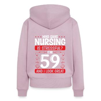 59 Birthday Nurses 59 Years Old Nurse for Work - Frauen Premium Bio Zip Hoodie - Altrosa - Hinten - Julia (174cm)