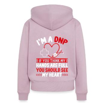 DNP Nurse DNP Graduation Doctor DNP Degree - Women's Premium Organic Zip Hoodie - dusky pink - Back - Julia (174cm)