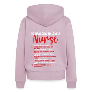 Emergency Room Nurse Cardiac Nurse CNA - Women's Premium Organic Zip Hoodie - dusky pink - Back - Julia (174cm)