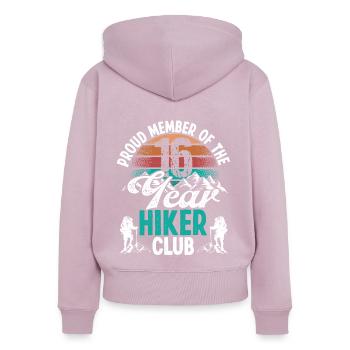 16 Year Old Hiker Mountains Hiking Birthday 16 - Frauen Premium Bio Zip Hoodie - Altrosa - Hinten - Julia (174cm)