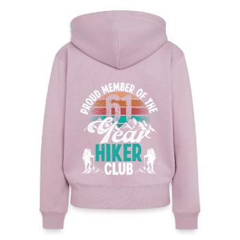 61 Year Old Hiker Mountains Hiking Birthday 61 - Frauen Premium Bio Zip Hoodie - Altrosa - Hinten - Julia (174cm)