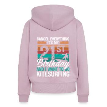 21 Birthday Kiteboarding Kitesurfer 21 Year Old - Frauen Premium Bio Zip Hoodie - Altrosa - Hinten - Julia (174cm)