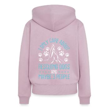 Dog Rescuer Ne se soucie que du sauvetage des chiens Animal - Sweat à capuche zippé Premium bio Femme - rose poudré - Dos - Julia (174cm)
