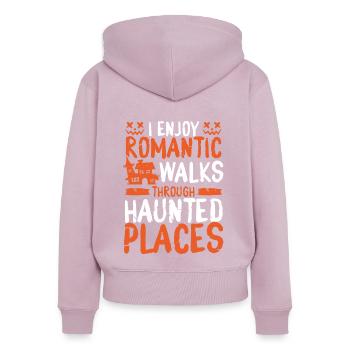 Chasse aux fantômes Lieux hantés Drôle chasseur de fantômes - Sweat à capuche zippé Premium bio Femme - rose poudré - Dos - Julia (174cm)