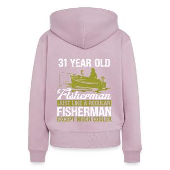 31 Year Old Fisherman Fishing Rod 31 Anglers - Women's Premium Organic Zip Hoodie - dusky pink - Back - Julia (174cm)