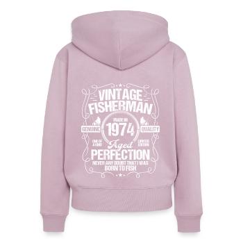 1974 Fishing for Fisherman 1974 Year Born Angler - Frauen Premium Bio Zip Hoodie - Altrosa - Hinten - Julia (174cm)