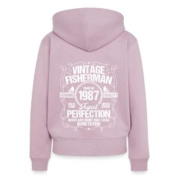 1987 Fishing for Fisherman 1987 Year Born Angler - Frauen Premium Bio Zip Hoodie - Altrosa - Hinten - Julia (174cm)