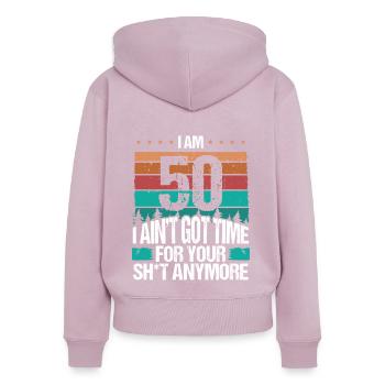 Funny 50th Birthday Idea Vintage 50 Year Old - Frauen Premium Bio Zip Hoodie - Altrosa - Hinten - Julia (174cm)