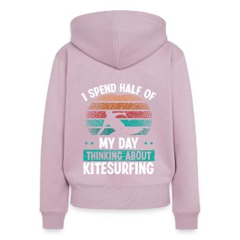 Kitesurf Vintage Penser au Kitesurf - Sweat à capuche zippé Premium bio Femme - rose poudré - Dos - Julia (174cm)
