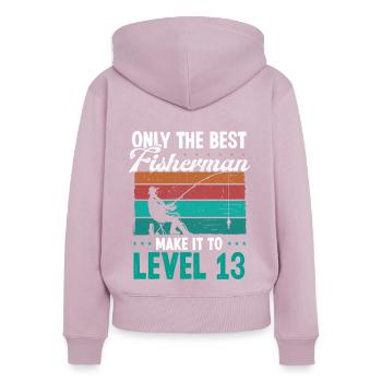 13 Fishing Level 13 Year Old Angler Fisherman - Women's Premium Organic Zip Hoodie - dusky pink - Back - Julia (174cm)