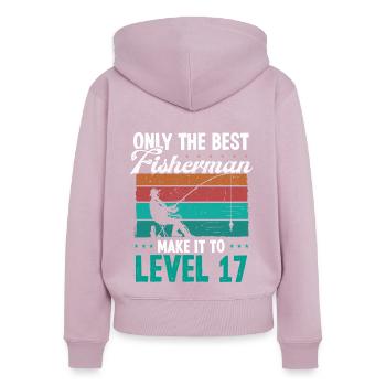 17 Fishing Level 17 Year Old Angler Fisherman - Women's Premium Organic Zip Hoodie - dusky pink - Back - Julia (174cm)