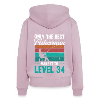 34 Fishing Level 34 Year Old Angler Fisherman - Women's Premium Organic Zip Hoodie - dusky pink - Back - Julia (174cm)
