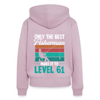 61 Fishing Level 61 Year Old Angler Fisherman - Women's Premium Organic Zip Hoodie - dusky pink - Back - Julia (174cm)
