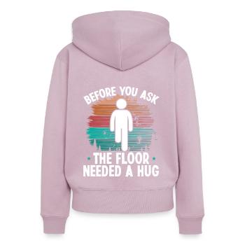 Funny Leg Amputee a hug Amputated Leg Survivor - Women's Premium Organic Zip Hoodie - dusky pink - Back - Julia (174cm)