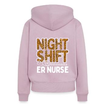 Équipe de nuit Urgence Médicale Léopard ER Infirmière Leo - Sweat à capuche zippé Premium bio Femme - rose poudré - Dos - Julia (174cm)