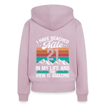 21 Year Old Hiker Mountains Hiking 21 Birthday - Frauen Premium Bio Zip Hoodie - Altrosa - Hinten - Julia (174cm)