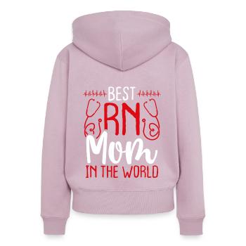Nurse Best RN Work Mom CNA Mothers Day Nursing - Women's Premium Organic Zip Hoodie - dusky pink - Back - Julia (174cm)