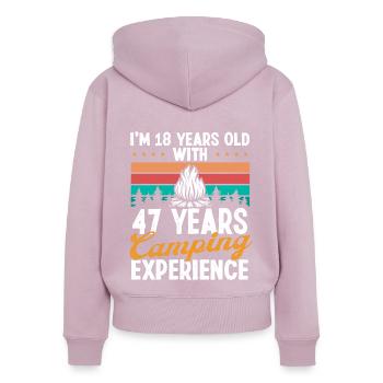 65 Year Old Camper Mountains Camping 65 Birthday - Women's Premium Organic Zip Hoodie - dusky pink - Back - Julia (174cm)