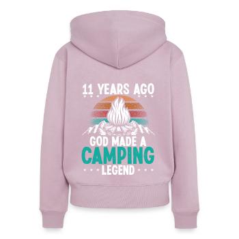 11 Year Old Camping Legend Scout 11Birthday Camper - Women's Premium Organic Zip Hoodie - dusky pink - Back - Julia (174cm)