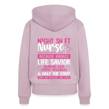 Night Shift Nurse Life Savior Nursing Appreciation - Frauen Premium Bio Zip Hoodie - Altrosa - Hinten - Julia (174cm)