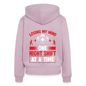 Firefighter Losing my Mind Night Shift Firemen - Women's Premium Organic Zip Hoodie - dusky pink - Back - Julia (174cm)