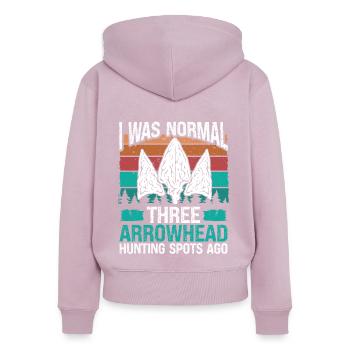 Collector I was normal three Arrowhead Hunting - Frauen Premium Bio Zip Hoodie - Altrosa - Hinten - Julia (174cm)